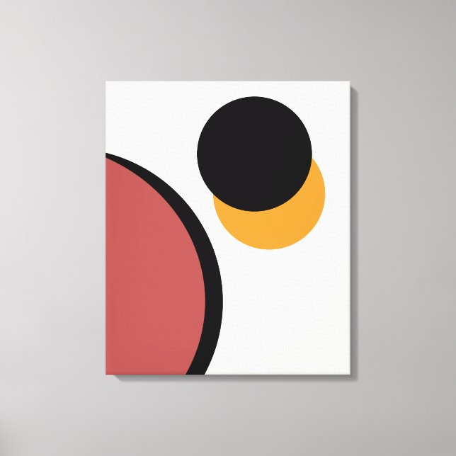 Impressão Em Tela Círculos de Arte Moderna abstrato Laranja Preto (Frente)