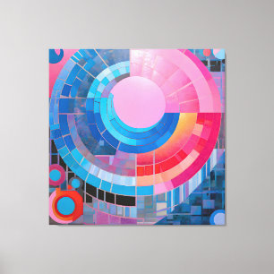 Impressão Em Tela Círculos e ovais de abstrato em Blues e Pinks Suav