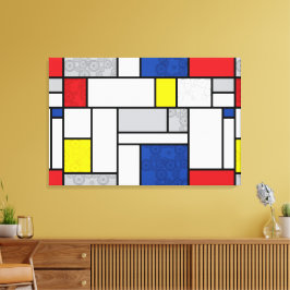 Impressão Em Tela Círculos Retro Mondrian Minimalista Arte Mod De St