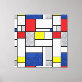 Impressão Em Tela Círculos Retro Mondrian Minimalista Arte Moda De S