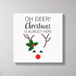 Impressão Em Tela Citação de Nose Reindeer Vermelha de Natal Branc