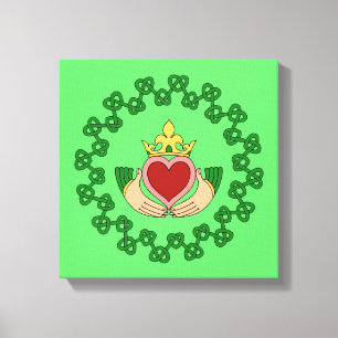 Impressão Em Tela Claddagh e Knotwork verde