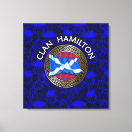 Impressão Em Tela Clan Hamilton Tartan Knot & Flag