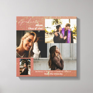 Impressão Em Tela Classe de formando de Colagem de Fotos Lente Rosa