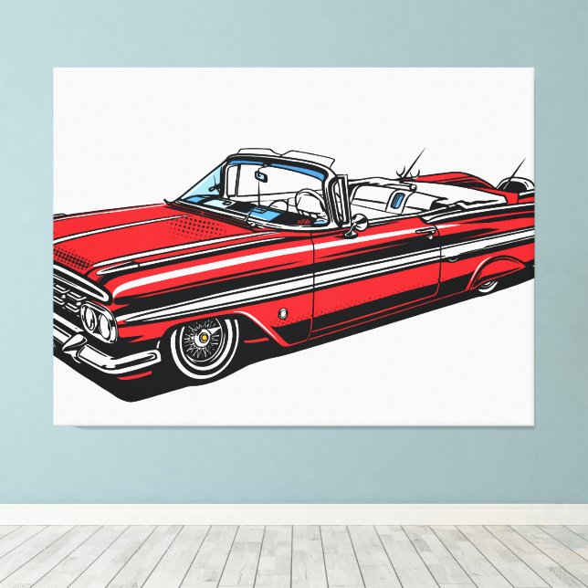 Impressão Em Tela Clássico Retro Conversível Lado Arte Pop (Insitu(piso de madeira))