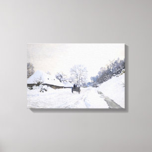 Impressão Em Tela Claude Monet - Carrinho na Estrada Nevada em Honfl
