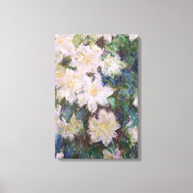 Impressão Em Tela Claude Monet - Clematites Brancas Falso (Frente)