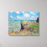 Impressão Em Tela Claude Monet Cliff caminha em Pourville<br><div class="desc">Duas mulheres ficam em um penhasco perto do mar,  como pintado por Claude Monet.</div>