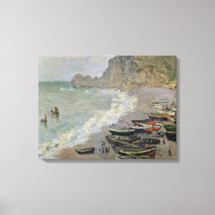 Impressão Em Tela Claude Monet   Etretat, praia e d'Amont de Porte