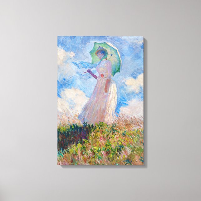 Impressão Em Tela Claude Monet - Mulher com Guarda-Chuva virada para (Frente)