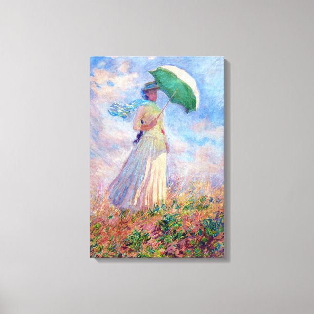 Impressão Em Tela Claude Monet - Mulher com Guarda-Chuva virada para (Frente)