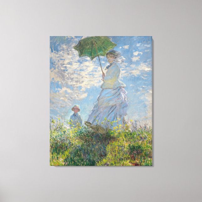 Impressão Em Tela Claude Monet: Mulher com Parasol Madame Monet 1875 (Frente)