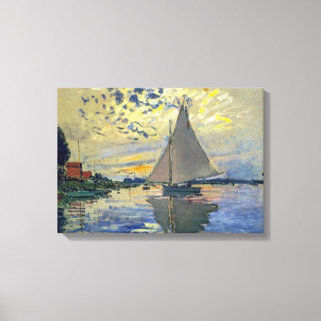 Impressão Em Tela Claude Monet - Navio de vela no Le Petit-Gennevill (Frente)
