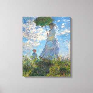 Impressão Em Tela Claude Monet - O Passeio, Mulher com Guarda-Sol