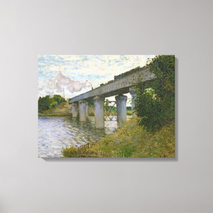 Impressão Em Tela Claude Monet  Ponte ferroviária no Argenteuil
