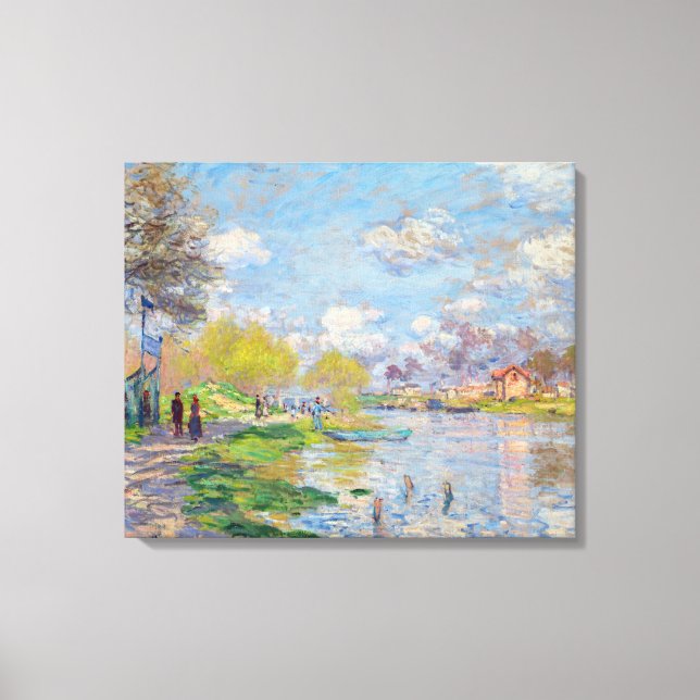 Impressão Em Tela Claude Monet - Primavera à Beira do Sena (Frente)