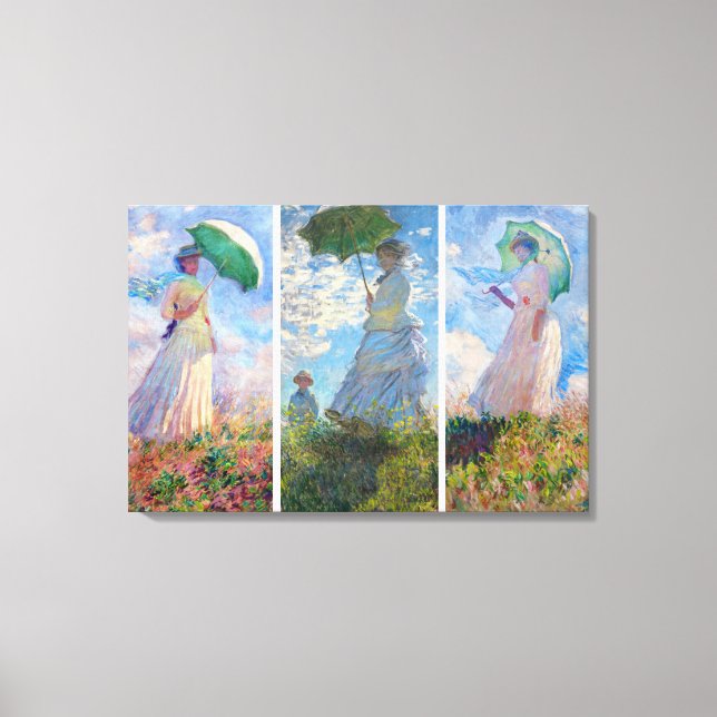 Impressão Em Tela Claude Monet - série Mulher com Guarda-sol (Frente)