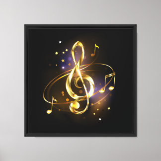Impressão Em Tela Clave de Sol de Música Dourada