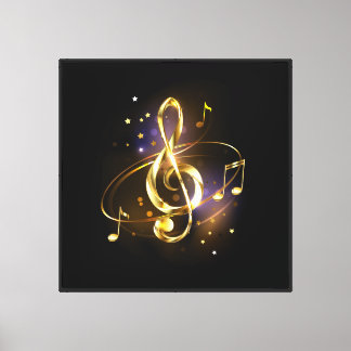 Impressão Em Tela Clave de Sol Musical de Ouro