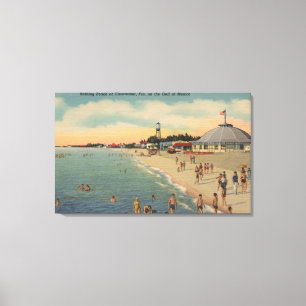 Impressão Em Tela Clearwater, FL - nadadores & Sunbathers na praia