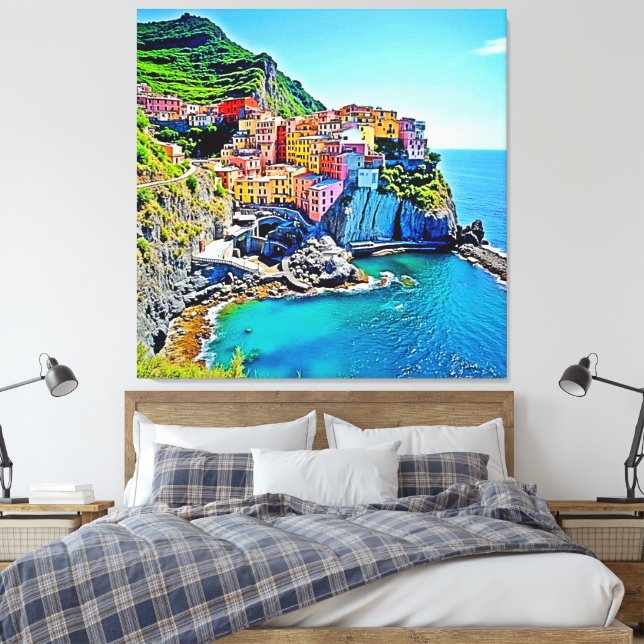 Impressão Em Tela Cliffside Dreams: Cores de Manarola (Insitu(Quarto))