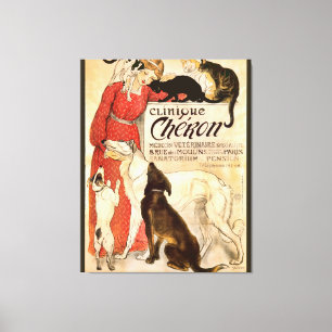 Impressão Em Tela Clinique Cheron Vintage Publicidade Veterinária