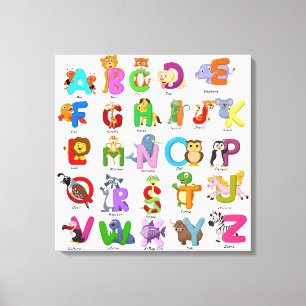 Impressão Em Tela Clipart de Animal de Alfabeto Aprendizado Infantil