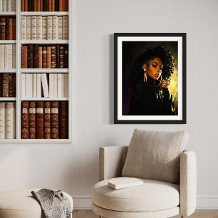 Impressão Em Tela Clique - Trabalho de arte de Retrato Afrocêntrico