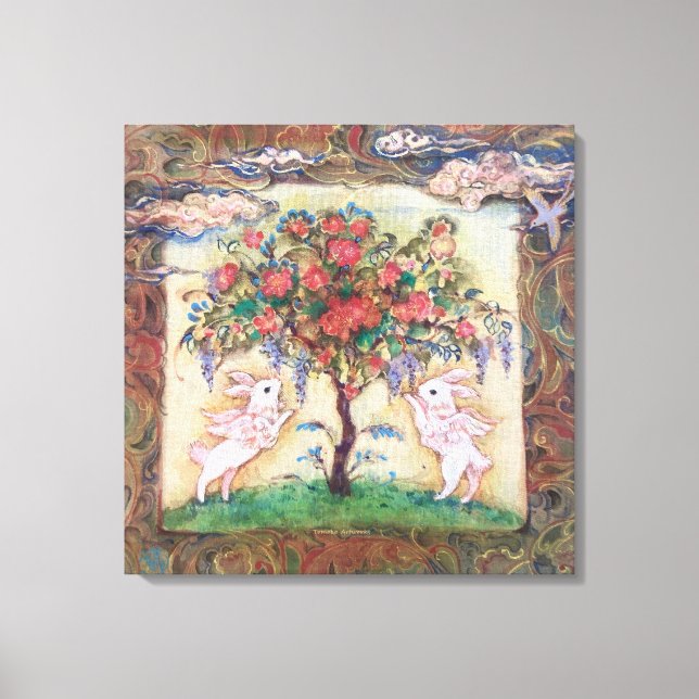 Impressão Em Tela "Cloud Rabbits Tree"プレミアムキャンバスプリント (Frente)