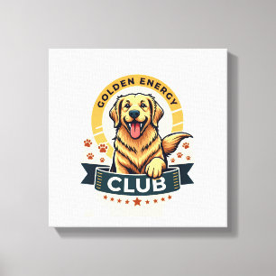 Impressão Em Tela Clube de Energia Dourada Retriever Dourado Vintage