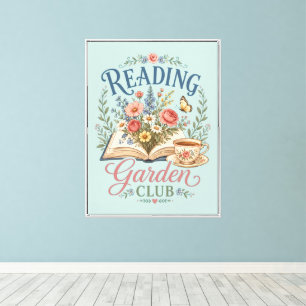 Impressão Em Tela Clube de Leitura Jardim Cottagecore Floral