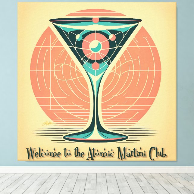 Impressão Em Tela Clube de Martini Atômico de Entrelaçamento Quântic (Insitu(piso de madeira))