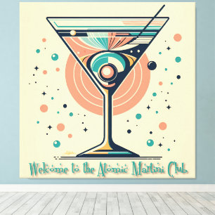 Impressão Em Tela Clube do Martini Atômico Retro Futurista Idade Esp