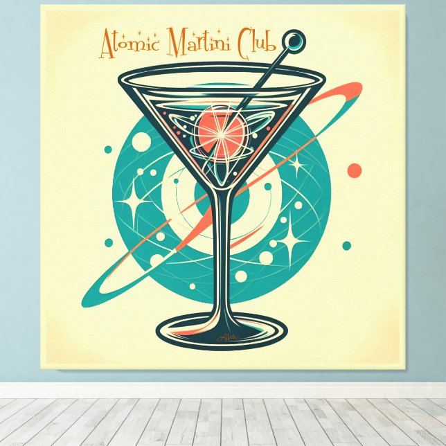 Impressão Em Tela Clube Espacial da Martini Atômica Era Espacial (Insitu(piso de madeira))