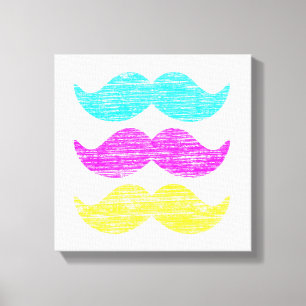 Impressão Em Tela CMY Mustaches (estilo letterpress)