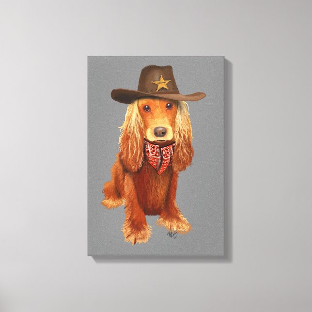 Impressão Em Tela Cocker Spaniel Cowboy (Frente)