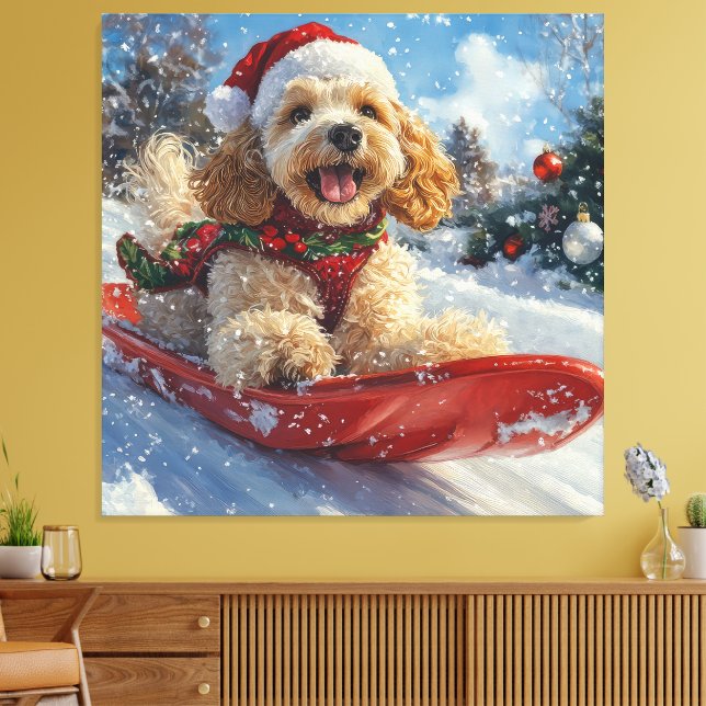 Impressão Em Tela Cocker Spaniel no Trenó 'Deixe Nevar' Natal (Insitu(Sala de estar))