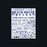 Impressão Em Tela Código de Algodão da Família Personalizada das Reg<br><div class="desc">Decorem a vossa casa de praia com esta placa de canvas personalizada e caprichosa. Cheio de dissertações engraçadas em tons de azul em uma textura de madeira (impressa) clara, esta arte de parede costeira fará sua família e seus convidados rirem. A tipografia inclui as linhas: Afastem seus cuidados | Alcance...</div>