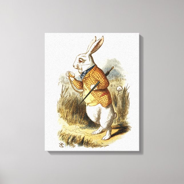 Impressão Em Tela Coelho Branco de Alice no País das Maravilhas da A (Frente)