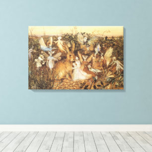 Impressão Em Tela Coelho entre as fadas, Contos de Fada Vintage