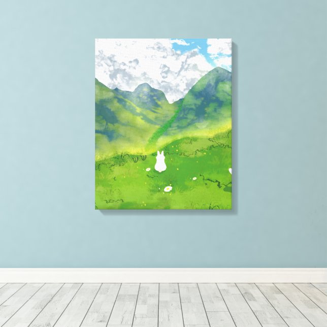 Impressão Em Tela Coelho Fofo em Mountain View (Insitu(piso de madeira))