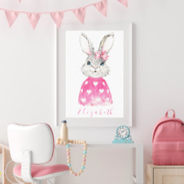 Impressão Em Tela Coelho Pessoal Personalizado Rosa Préppy 