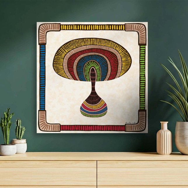 Impressão Em Tela Cogumelo Abstrato Oval (Criador carregado)
