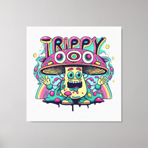 Impressão Em Tela Cogumelo Trippy Feliz
