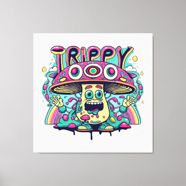 Impressão Em Tela Cogumelo Trippy Feliz (Frente)
