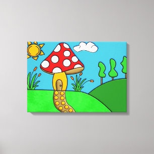 Impressão Em Tela cogumelo vermelho fofo