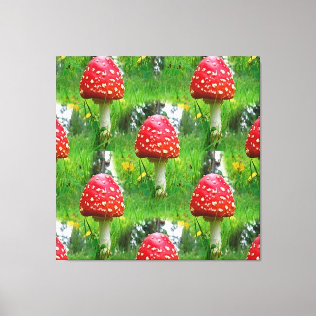 Impressão Em Tela Cogumelos Agaric Voadores (Frente)