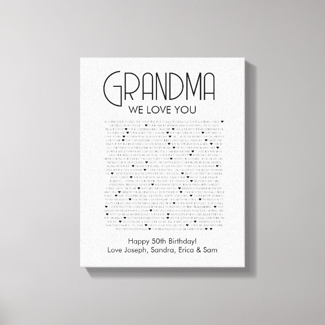 Impressão Em Tela coisas que amamos em você, avó (Frente)