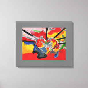 Impressão Em Tela Colagem cardíaca de abstrato de Watercolor moderna