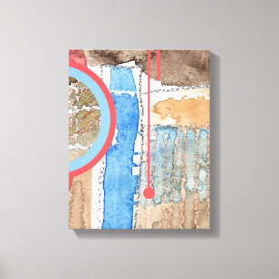 Impressão Em Tela colagem da arte abstracta, meios mistos e aguarela